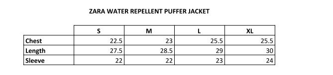 ZARA WATER REPELLENT PUFFER JACKET