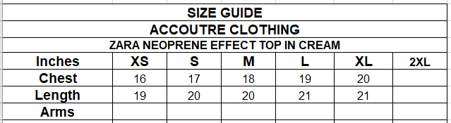 ZARA NEOPRENE EFFECT TOP IN CREAM