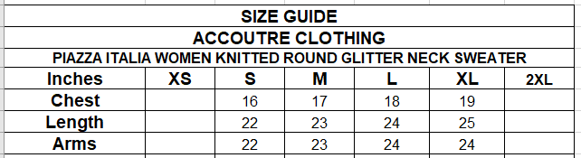PIAZZA ITALIA WOMEN KNITTED ROUND GLITTER NECK SWEATER