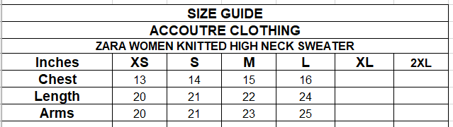 ZARA WOMEN KNITTED HIGH NECK SWEATER