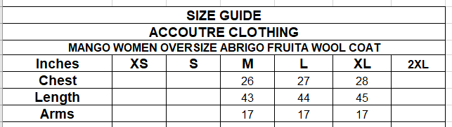 MANGO WOMEN OVERSIZE ABRIGO FRUITA WOOL COAT