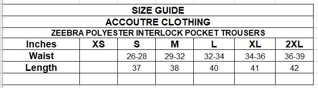 ZEEBRA POLYESTER INTERLOCK POCKET TROUSERS