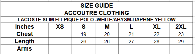 LACOSTE SLIM FIT PIQUE POLO -WHITE/ABYSM-DAPHNE YELLOW