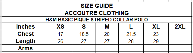 H&M BASIC PIQUE STRIPED COLLAR POLO