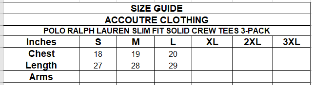 POLO RALPH LAUREN SLIM FIT SOLID CREW TEES 3-PACK