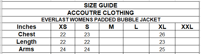 EVERLAST WOMENS PADDED BUBBLE JACKET