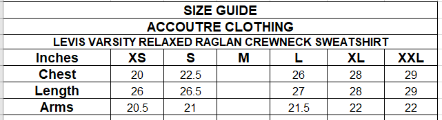 LEVIS VARSITY RELAXED RAGLAN CREWNECK SWEATSHIRT