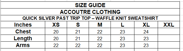 QUICK SILVER PAST TRIP TOP – WAFFLE KNIT SWEATSHIRT