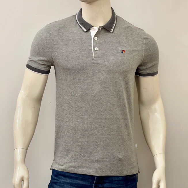 Jack & Jones Multi Color Embroidery Logo Grey Polo