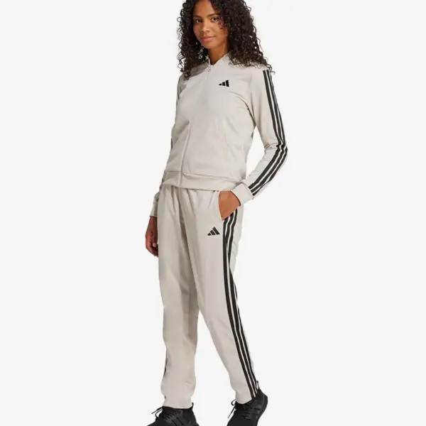 Adidas Women's Essentials 3-Stripes Track Suit - KHAKI/BLACK