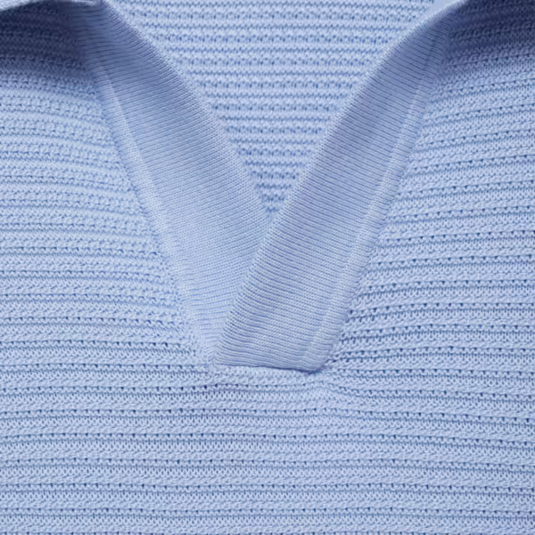 Alternative view of Mango Cotton knitted Structure V-Neck Polo #10- Sky Blue