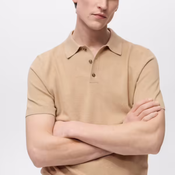 Alternative view of Mango Knitted Structure Cotton Polo Shirt #12 - Light Khaki