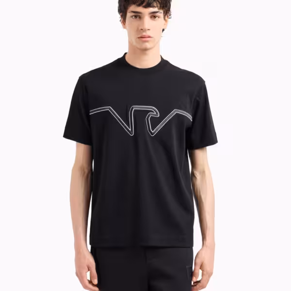 Alternative view of Emporio Armani raised logo embroidery T-shirt Black