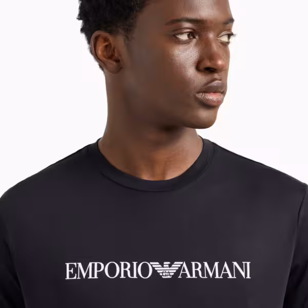 Alternative view of Emporio Armani Rubber Logo Pima-jersey T-shirt Navy