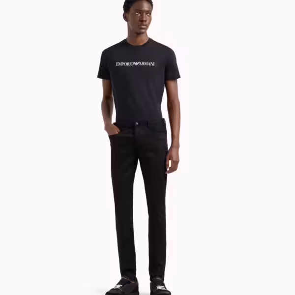 Emporio Armani Rubber Logo Pima-jersey T-shirt Navy