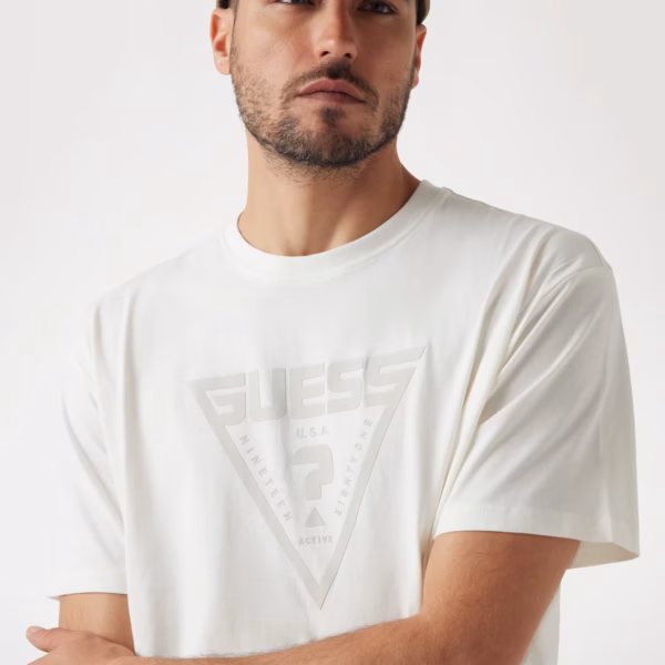 Alternative view of Guess Rubber Triangle Logo T-Shirt White