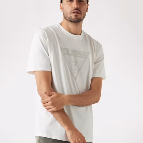 Guess Rubber Triangle Logo T-Shirt White