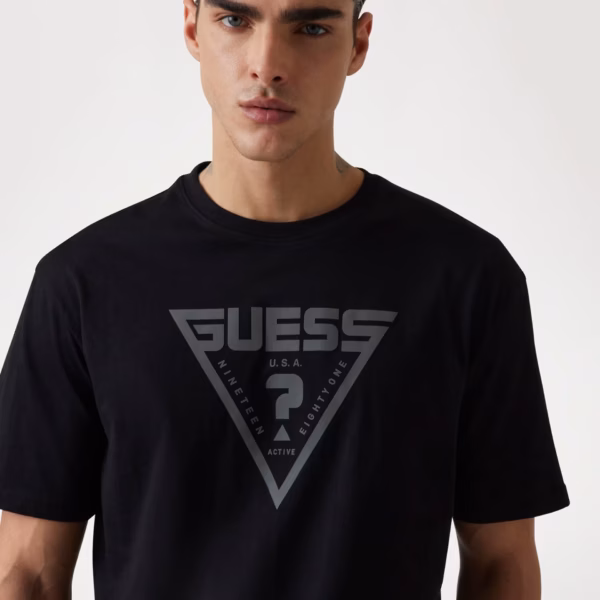Alternative view of Guess Rubber Triangle Logo T-Shirt Black