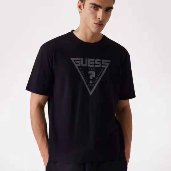 Guess Rubber Triangle Logo T-Shirt Black