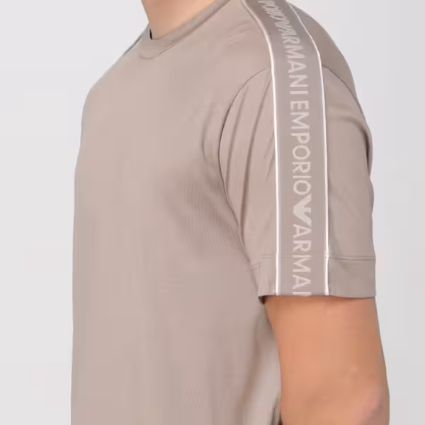 Alternative view of Emporio Armani logo-tape cotton T-shirt Sand