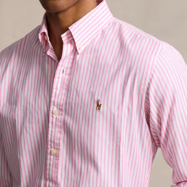 Alternative view of Polo Ralph Lauren-Classic Fit Oxford Shirt-White/Pink Stripes
