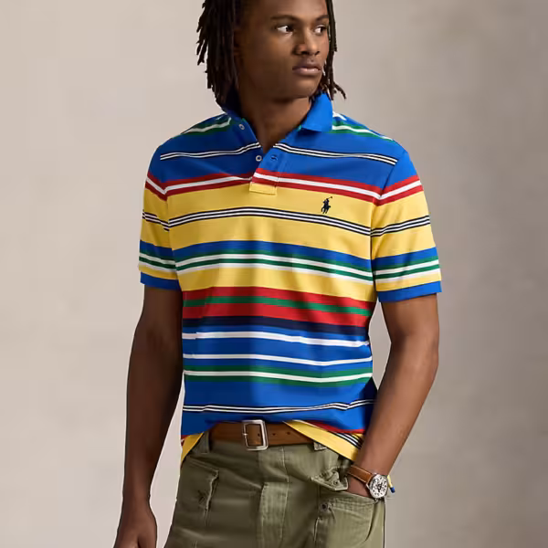 Ralph Lauren Classic Fit Striped Mesh Polo Shirt