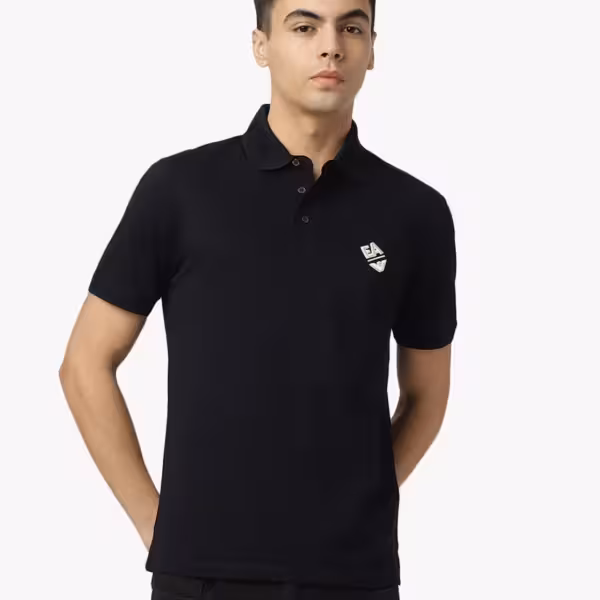 Alternative view of Emporio Armani logo-appliqué jersey polo shirt
