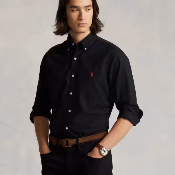 Polo Ralph Lauren Classic Fit Garment-Dyed Oxford Shirt - Black