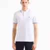 EMPORIO ARMANI Slim-fit stretch Pique Polo With Micro Eagle - White