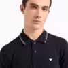 EMPORIO ARMANI Slim-fit stretch Pique Polo With Micro Eagle - Navy