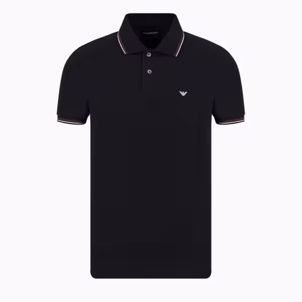 Alternative view of EMPORIO ARMANI Slim-fit stretch Pique Polo With Micro Eagle - Navy