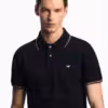 EMPORIO ARMANI Slim-fit stretch Pique Polo With Micro Eagle - Black