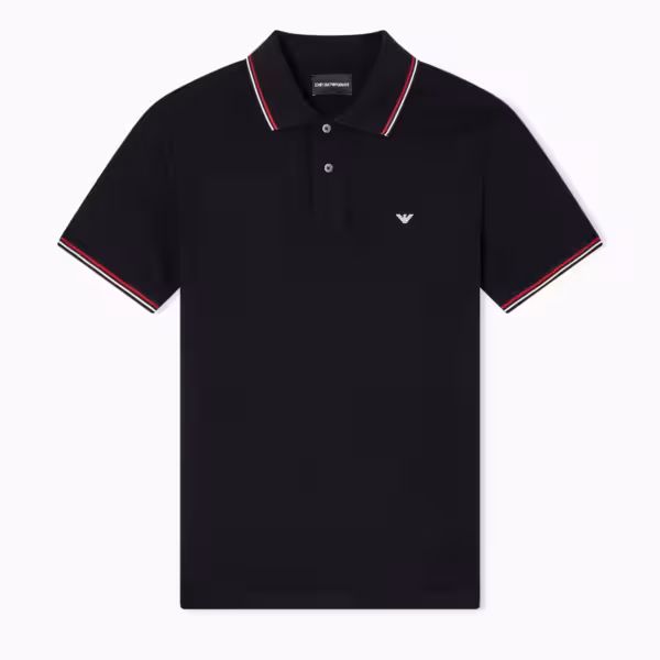 Alternative view of EMPORIO ARMANI Slim-fit stretch Pique Polo With Micro Eagle - Black