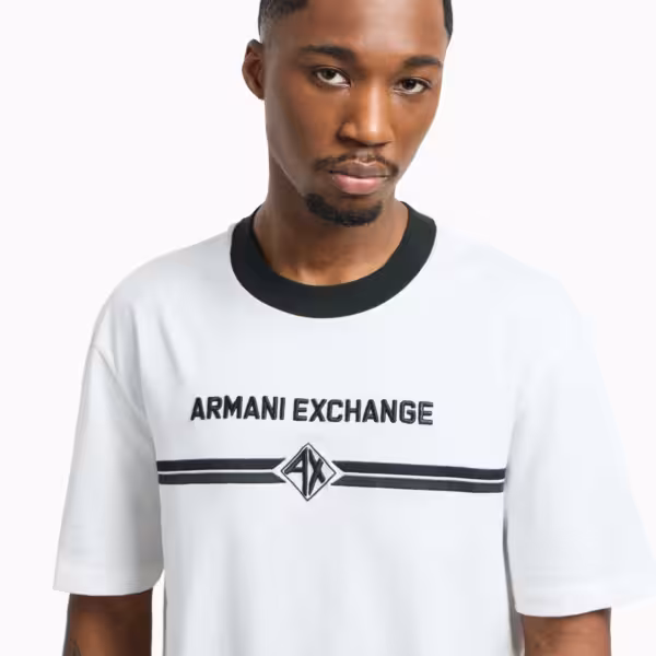 Armani Exchange Regular fit T-shirt with logo Embroidery - White