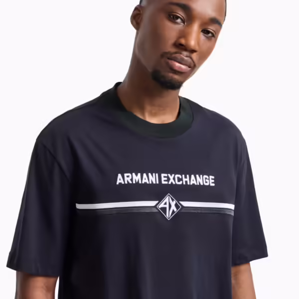 Armani Exchange Regular fit T-shirt with logo Embroidery - Navy