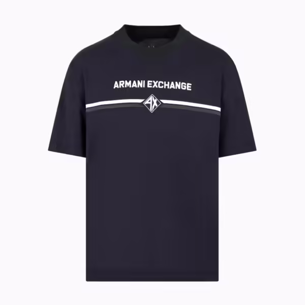 Alternative view of Armani Exchange Regular fit T-shirt with logo Embroidery - Navy
