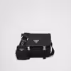 Prada Re-Nylon Saffiano Leather Shoulder Bag In Black