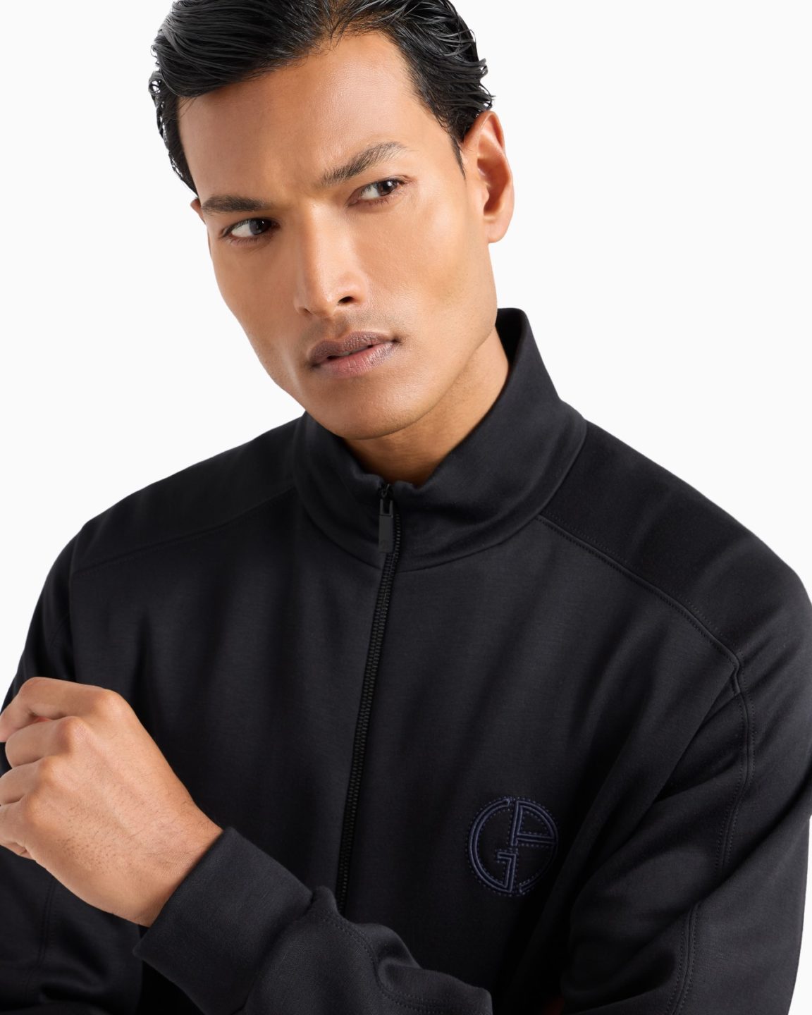Emporio Armani Micro-Modal Interlock Zipper Jacket - Image 3