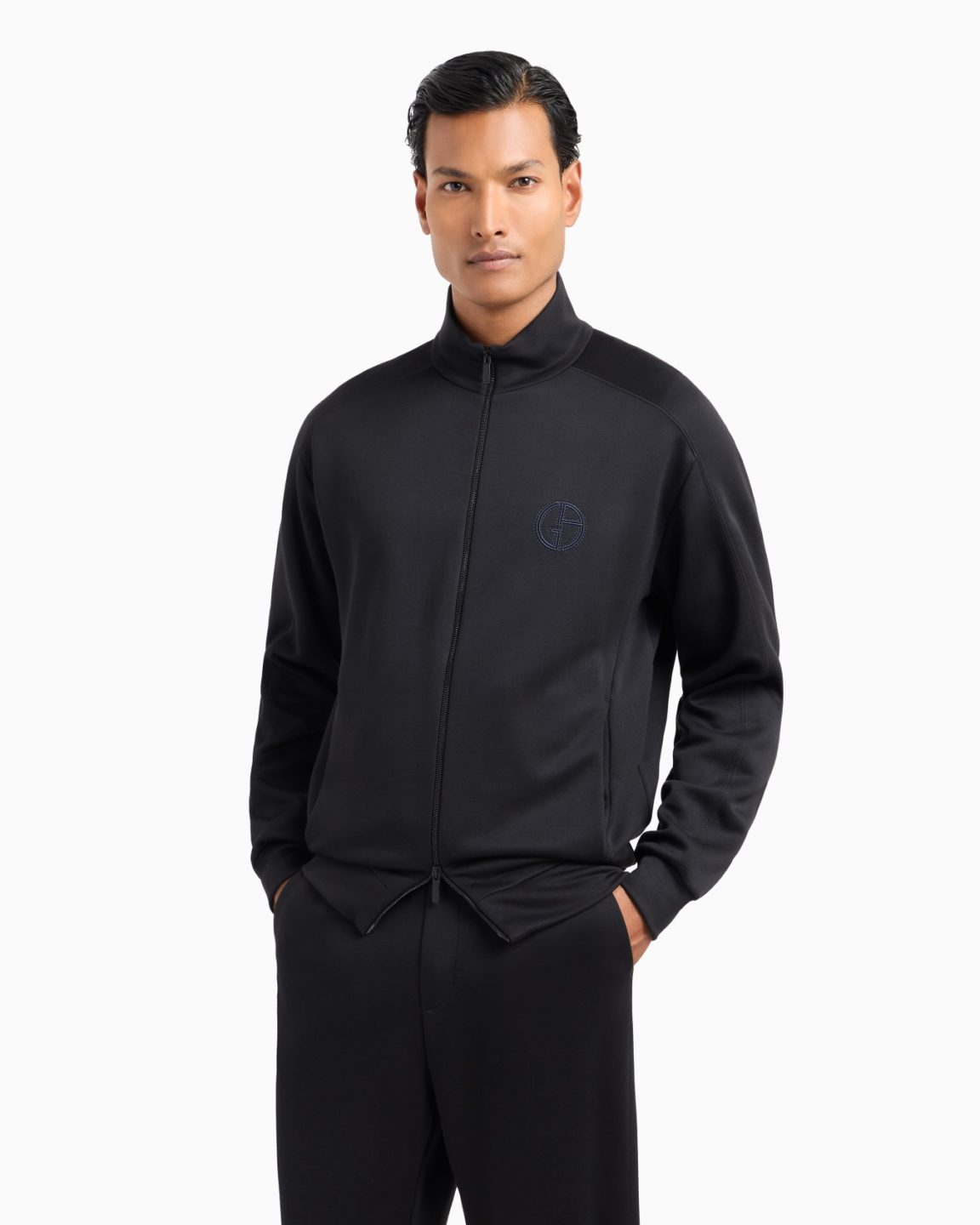 Emporio Armani Micro-Modal Interlock Zipper Jacket - Image 2