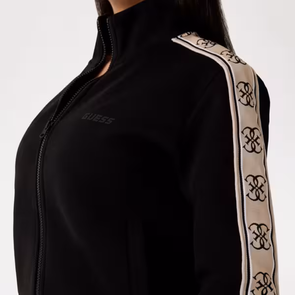 Alternative view of Guess Interlock Side Logo Tape Zip Up Track Top - Black