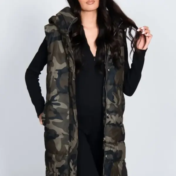 Alternative view of Petite Longline Women’s Padded Hooded Gilet