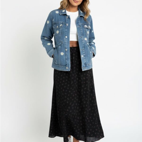 Bagatelle Women Daisy Floral Denim Jacket